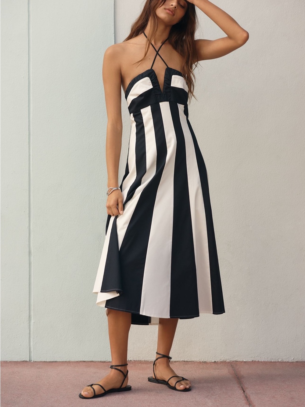 NWOT Anthropologie-Maeve Black and White Strapless Midi Dress